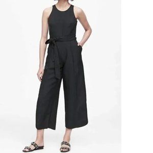 Banana Republic Linen Blend Cropped Jumpsuit - Black